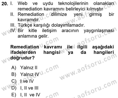 Fotoğraf Kültürü Dersi 2023 - 2024 Yılı (Final) Dönem Sonu Sınav Soruları 20. Soru