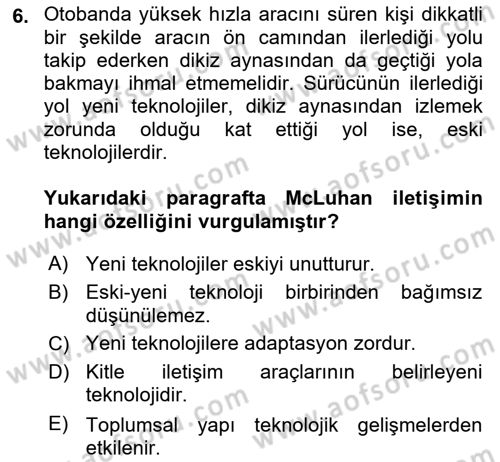 Fotoğraf Kültürü Dersi 2023 - 2024 Yılı (Final) Dönem Sonu Sınav Soruları 6. Soru