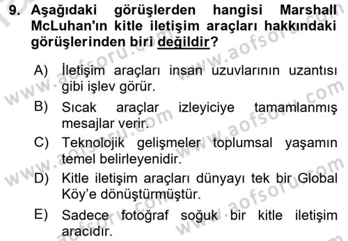 Fotoğraf Kültürü Dersi 2023 - 2024 Yılı (Final) Dönem Sonu Sınav Soruları 9. Soru