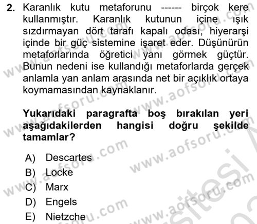 Fotoğraf Kültürü Dersi 2023 - 2024 Yılı Yaz Okulu Sınav Soruları 2. Soru