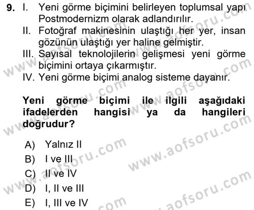Fotoğraf Kültürü Dersi 2023 - 2024 Yılı Yaz Okulu Sınav Soruları 9. Soru