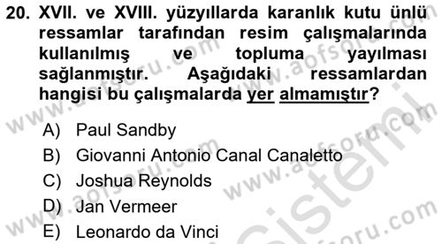 Fotoğraf Kültürü Dersi 2024 - 2025 Yılı (Vize) Ara Sınav Soruları 20. Soru