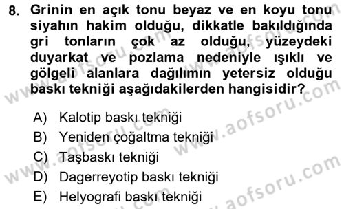 Fotoğraf Kültürü Dersi 2024 - 2025 Yılı (Vize) Ara Sınav Soruları 8. Soru
