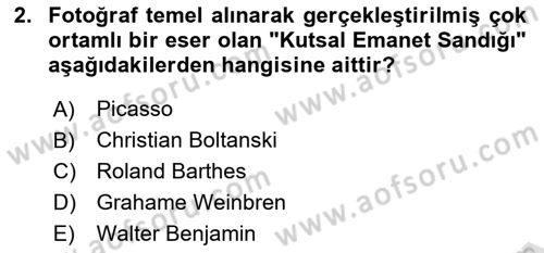 Fotoğraf Kültürü Dersi 2025 - 2026 Yılı (Final) Dönem Sonu Sınav Soruları 2. Soru