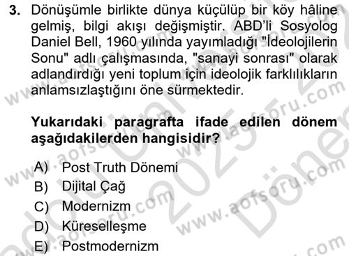 Fotoğraf Kültürü Dersi 2025 - 2026 Yılı (Final) Dönem Sonu Sınav Soruları 3. Soru