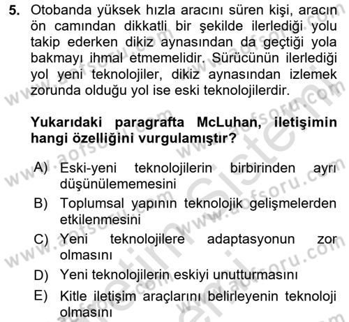 Fotoğraf Kültürü Dersi 2025 - 2026 Yılı (Final) Dönem Sonu Sınav Soruları 5. Soru
