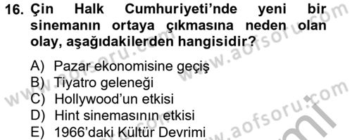 Film ve Video Kültürü Dersi 2012 - 2013 Yılı (Vize) Ara Sınav Soruları 16. Soru