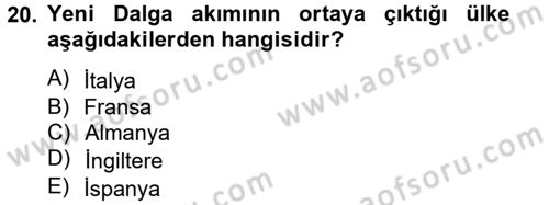 Film ve Video Kültürü Dersi 2012 - 2013 Yılı (Vize) Ara Sınav Soruları 20. Soru