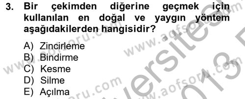 Film ve Video Kültürü Dersi 2012 - 2013 Yılı (Vize) Ara Sınav Soruları 3. Soru