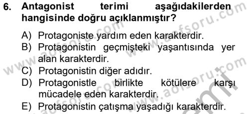 Film ve Video Kültürü Dersi 2012 - 2013 Yılı (Vize) Ara Sınav Soruları 6. Soru