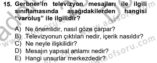 Film ve Video Kültürü Dersi 2012 - 2013 Yılı (Final) Dönem Sonu Sınav Soruları 15. Soru