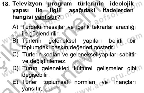 Film ve Video Kültürü Dersi 2012 - 2013 Yılı (Final) Dönem Sonu Sınav Soruları 18. Soru