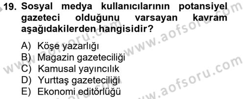 Film ve Video Kültürü Dersi 2012 - 2013 Yılı (Final) Dönem Sonu Sınav Soruları 19. Soru