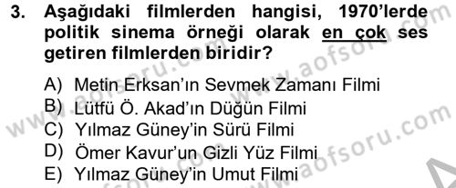 Film ve Video Kültürü Dersi 2012 - 2013 Yılı (Final) Dönem Sonu Sınav Soruları 3. Soru