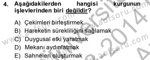 Film ve Video Kültürü Dersi 2013 - 2014 Yılı (Vize) Ara Sınav Soruları 4. Soru