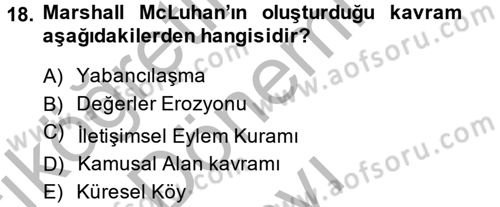 Film ve Video Kültürü Dersi 2013 - 2014 Yılı (Final) Dönem Sonu Sınav Soruları 18. Soru