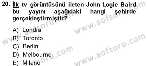 Film ve Video Kültürü Dersi 2013 - 2014 Yılı (Final) Dönem Sonu Sınav Soruları 20. Soru