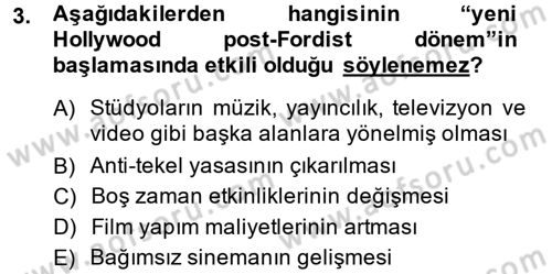 Film ve Video Kültürü Dersi 2013 - 2014 Yılı (Final) Dönem Sonu Sınav Soruları 3. Soru