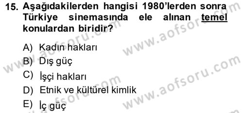 Film ve Video Kültürü Dersi 2014 - 2015 Yılı (Vize) Ara Sınav Soruları 15. Soru
