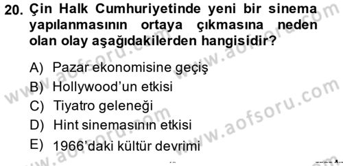 Film ve Video Kültürü Dersi 2014 - 2015 Yılı (Vize) Ara Sınav Soruları 20. Soru
