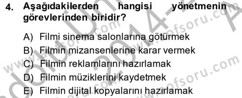 Film ve Video Kültürü Dersi 2014 - 2015 Yılı (Vize) Ara Sınav Soruları 4. Soru
