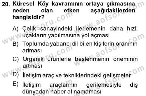 Film ve Video Kültürü Dersi 2014 - 2015 Yılı (Final) Dönem Sonu Sınav Soruları 20. Soru