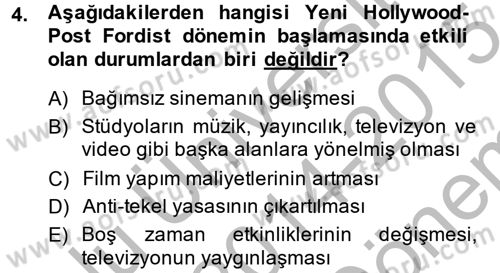Film ve Video Kültürü Dersi 2014 - 2015 Yılı (Final) Dönem Sonu Sınav Soruları 4. Soru