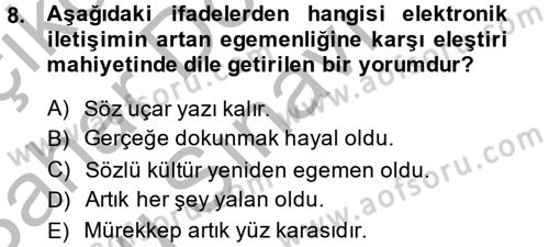 Film ve Video Kültürü Dersi 2014 - 2015 Yılı (Final) Dönem Sonu Sınav Soruları 8. Soru