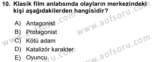 Film ve Video Kültürü Dersi 2015 - 2016 Yılı (Vize) Ara Sınav Soruları 10. Soru