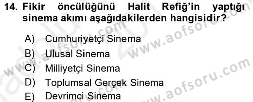Film ve Video Kültürü Dersi 2015 - 2016 Yılı (Vize) Ara Sınav Soruları 14. Soru