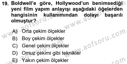 Film ve Video Kültürü Dersi 2015 - 2016 Yılı (Vize) Ara Sınav Soruları 19. Soru
