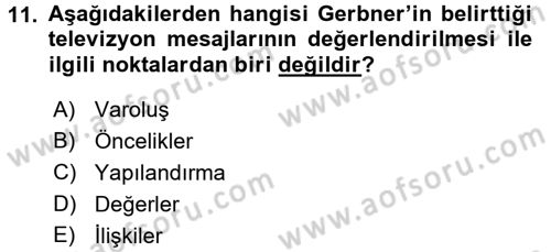 Film ve Video Kültürü Dersi 2015 - 2016 Yılı (Final) Dönem Sonu Sınav Soruları 11. Soru