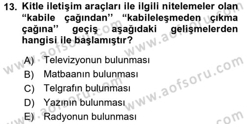 Film ve Video Kültürü Dersi 2015 - 2016 Yılı (Final) Dönem Sonu Sınav Soruları 13. Soru