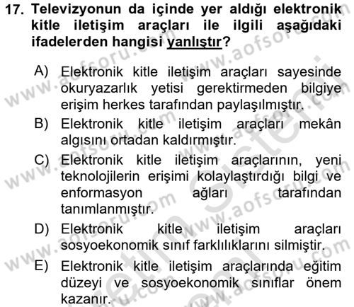 Film ve Video Kültürü Dersi 2015 - 2016 Yılı (Final) Dönem Sonu Sınav Soruları 17. Soru