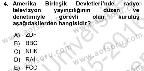 Film ve Video Kültürü Dersi 2015 - 2016 Yılı (Final) Dönem Sonu Sınav Soruları 4. Soru