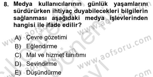 Film ve Video Kültürü Dersi 2015 - 2016 Yılı (Final) Dönem Sonu Sınav Soruları 8. Soru