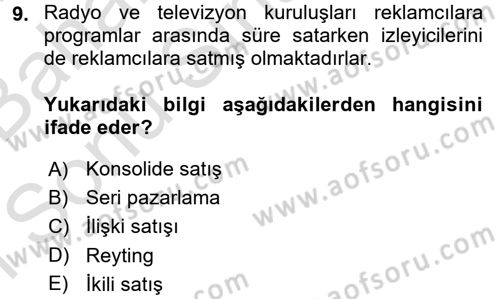 Film ve Video Kültürü Dersi 2015 - 2016 Yılı (Final) Dönem Sonu Sınav Soruları 9. Soru