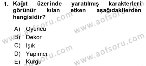 Film ve Video Kültürü Dersi 2016 - 2017 Yılı 3 Ders Sınav Soruları 1. Soru