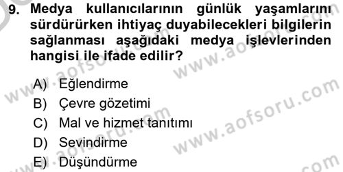 Film ve Video Kültürü Dersi 2016 - 2017 Yılı 3 Ders Sınav Soruları 9. Soru