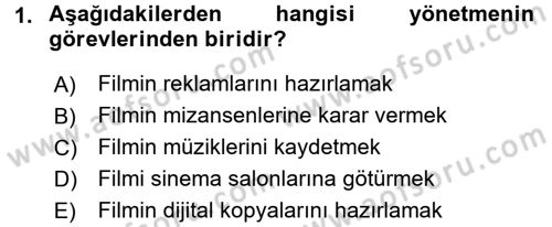 Film ve Video Kültürü Dersi 2016 - 2017 Yılı (Vize) Ara Sınav Soruları 1. Soru