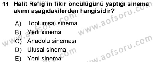 Film ve Video Kültürü Dersi 2016 - 2017 Yılı (Vize) Ara Sınav Soruları 11. Soru