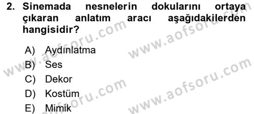 Film ve Video Kültürü Dersi 2016 - 2017 Yılı (Vize) Ara Sınav Soruları 2. Soru