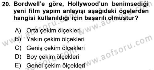 Film ve Video Kültürü Dersi 2016 - 2017 Yılı (Vize) Ara Sınav Soruları 20. Soru