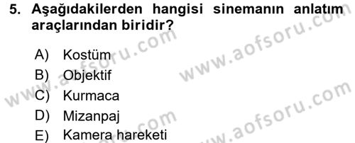 Film ve Video Kültürü Dersi 2016 - 2017 Yılı (Vize) Ara Sınav Soruları 5. Soru