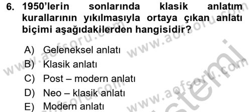 Film ve Video Kültürü Dersi 2016 - 2017 Yılı (Vize) Ara Sınav Soruları 6. Soru