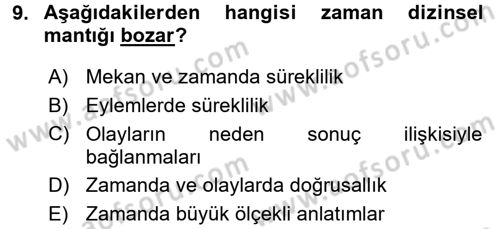 Film ve Video Kültürü Dersi 2016 - 2017 Yılı (Vize) Ara Sınav Soruları 9. Soru