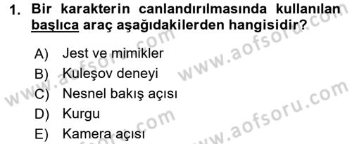 Film ve Video Kültürü Dersi 2016 - 2017 Yılı (Final) Dönem Sonu Sınav Soruları 1. Soru