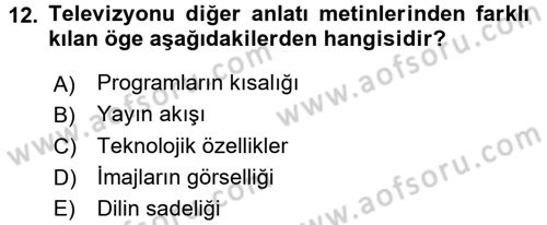 Film ve Video Kültürü Dersi 2016 - 2017 Yılı (Final) Dönem Sonu Sınav Soruları 12. Soru