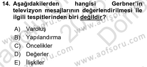 Film ve Video Kültürü Dersi 2016 - 2017 Yılı (Final) Dönem Sonu Sınav Soruları 14. Soru