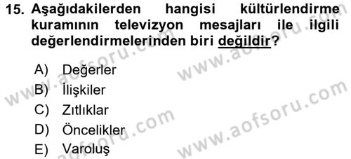 Film ve Video Kültürü Dersi 2016 - 2017 Yılı (Final) Dönem Sonu Sınav Soruları 15. Soru